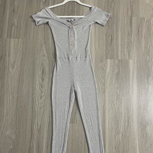 Grey ribbed jumpsuit. Size small